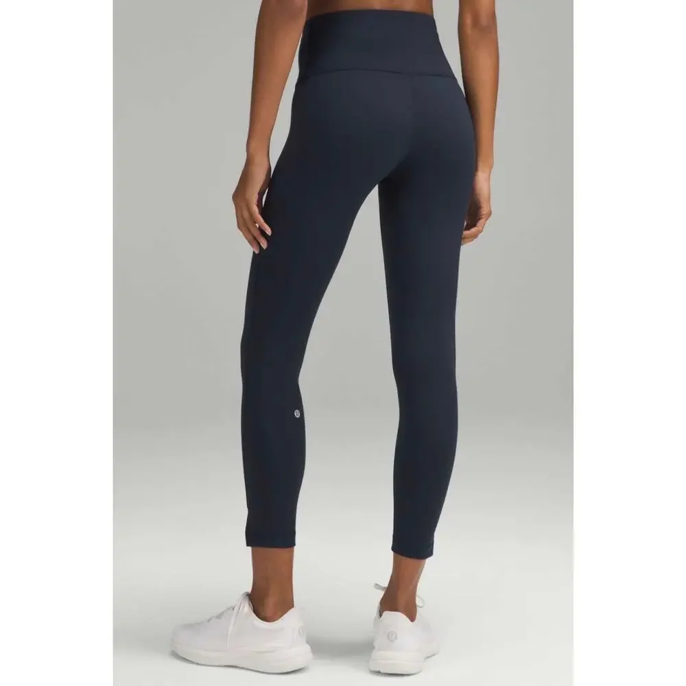 Lululemon Wunder Train High-Rise Tight 25” Hem Slit True Navy Leggings Size 10